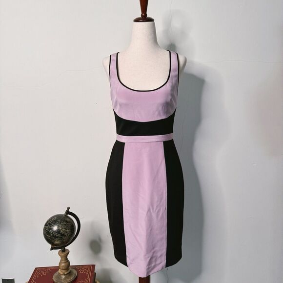 Jay Godfrey Womens Back Zip Scoop Neck Mini Sexy Dress Black Lilac Silk Size 2 - Picture 1 of 11